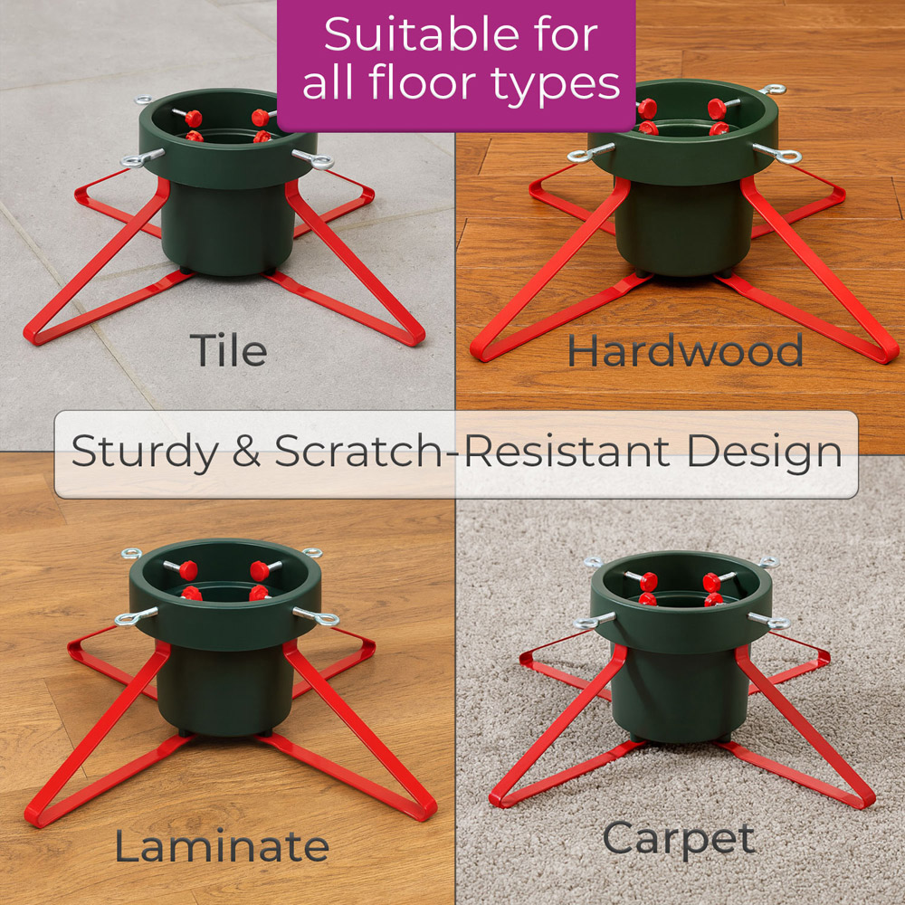 Neo Green and Red Christmas Tree Stand with Water Reservoir Image 4