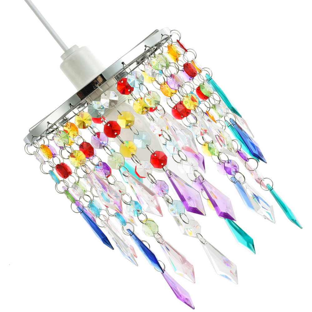 Happy Homewares Waterfall Design Multi Colour Acrylic Drops and Beads Pendant Shade Image 5