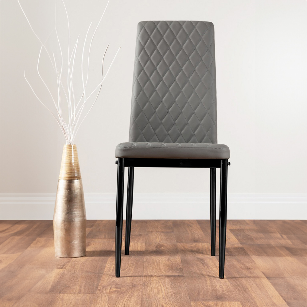 Furniturebox Arona Valera Glass 4 Seater Round Dining Set Black and Grey Image 3