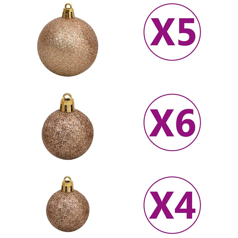 vidaXL White Artificial Christmas Tree with LEDs Rose Gold Decoration Ornaments 4ft Image 8