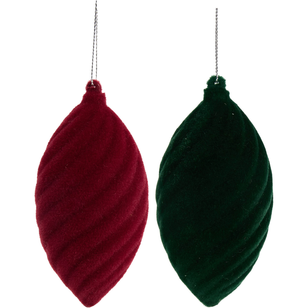 Pack of 2 Twisted Flocked Baubles Image 1