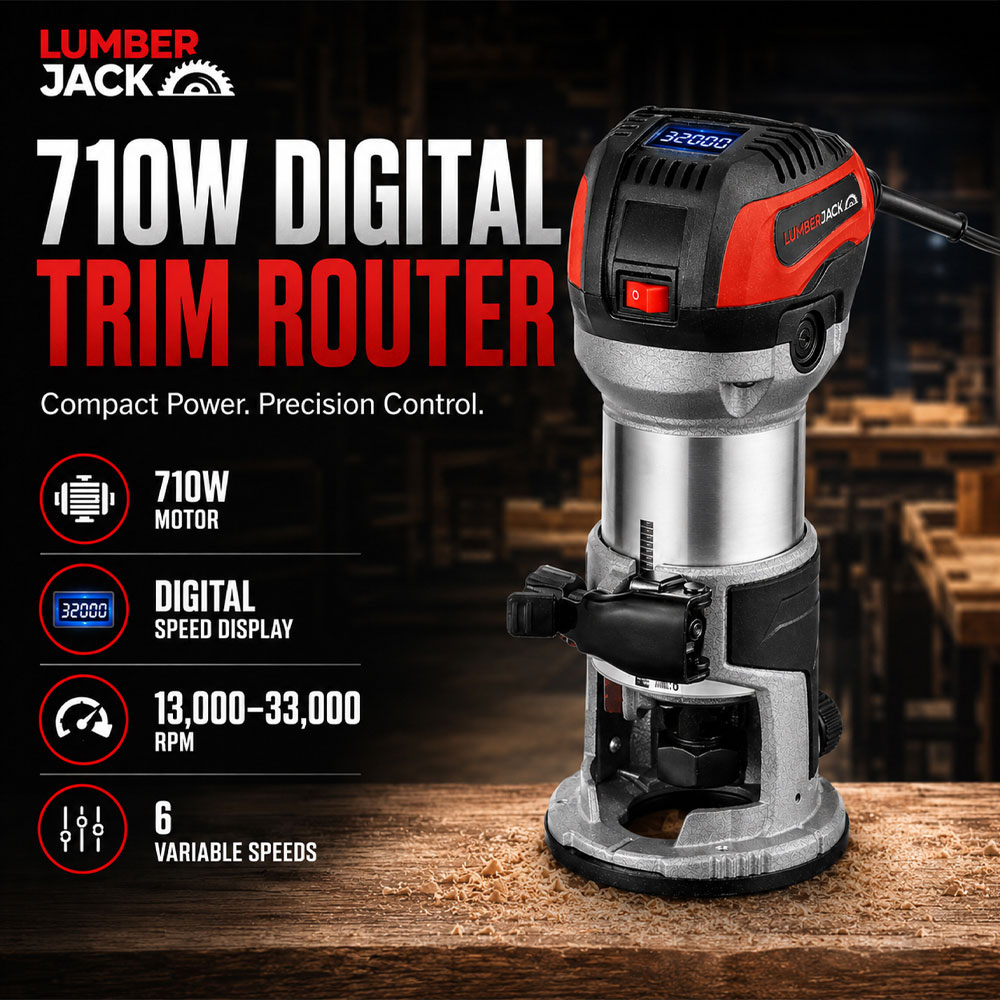 Lumberjack TR710DS 230V Red 6 Variable Speed Trim Router Image 2