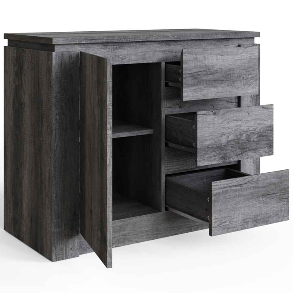 GFW Canyon Single Door 3 Drawer Charcoal Grey Storage Unit Image 4
