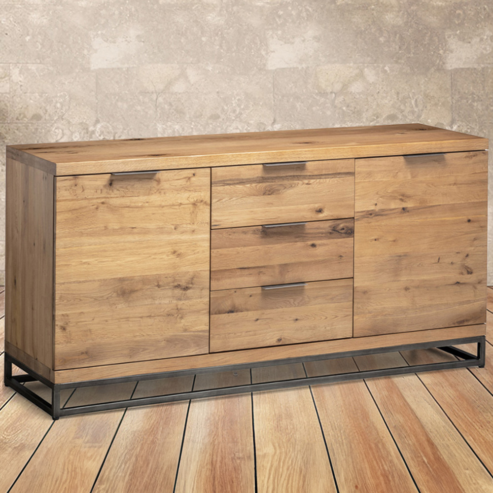 Julian Bowen Brooklyn 2 Door 3 Drawer Oak Sideboard Image 1