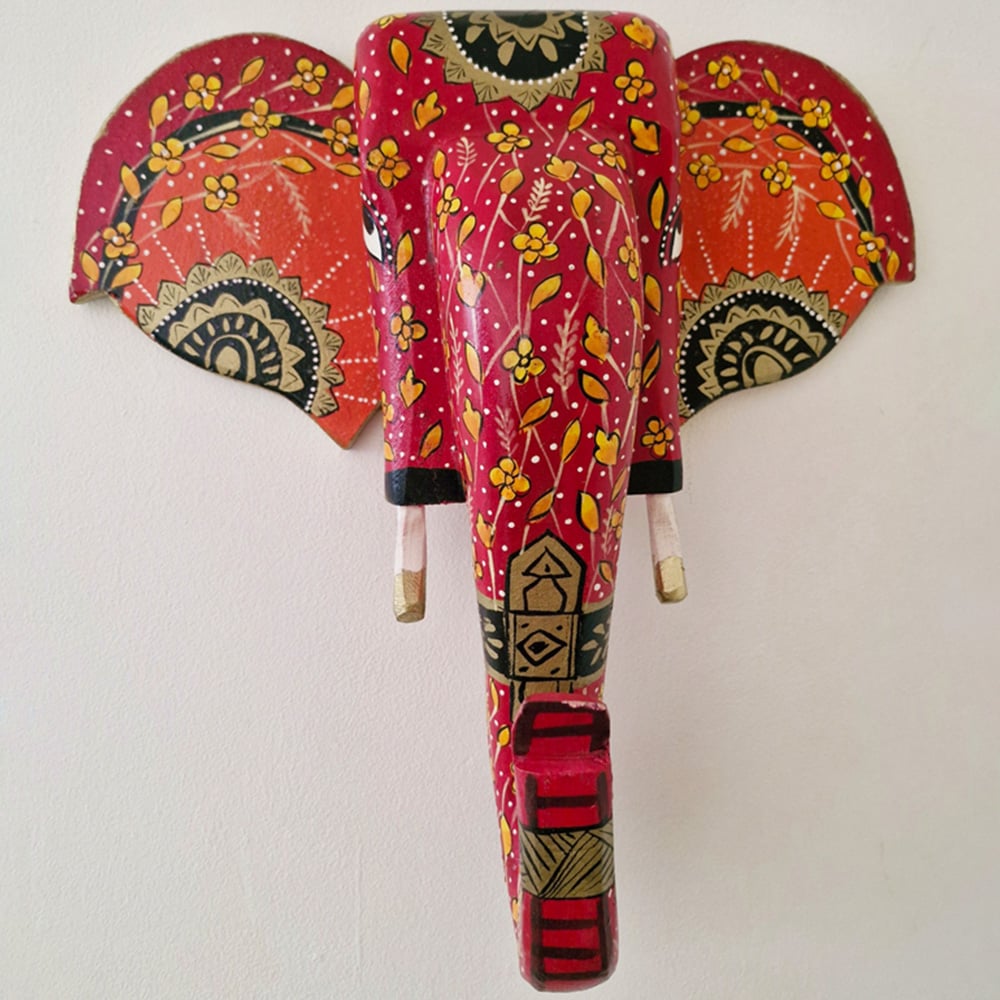 Inspirational Gifting Mango Wood Elephant Head Wall Art 36 x 36cm Image 3