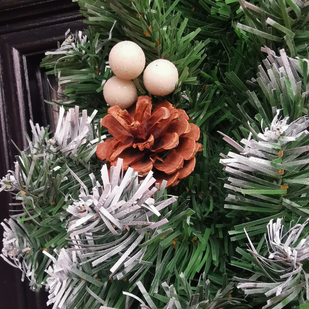 Samuel Alexander Snow Tipped Christmas Wreath with Pine Cones Green 40cm Image 4