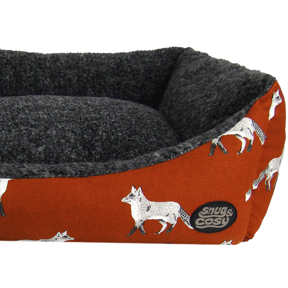 Snug & Cosy Small Rectangle Fox Print Dog Bed Image 3