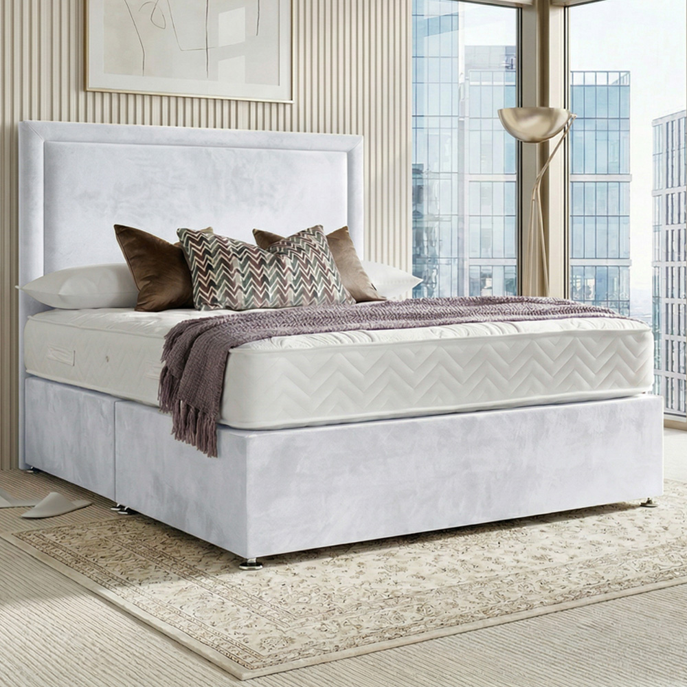DS Living Velmont King Size White Plush Divan Bed Image 1