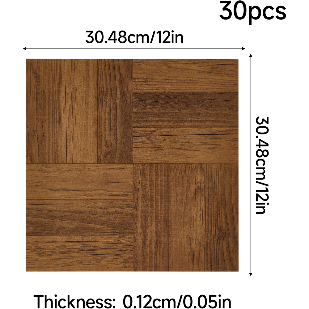 Living and Home Parquet Dark Brown Self-Adhesive PVC Flooring Tile 30 Pack Image 9