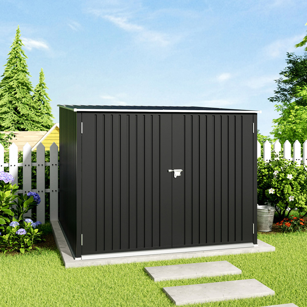 Living and Home 6.4 x 6.7ft Galvanised Steel Bicycle Storage Shed Image 2