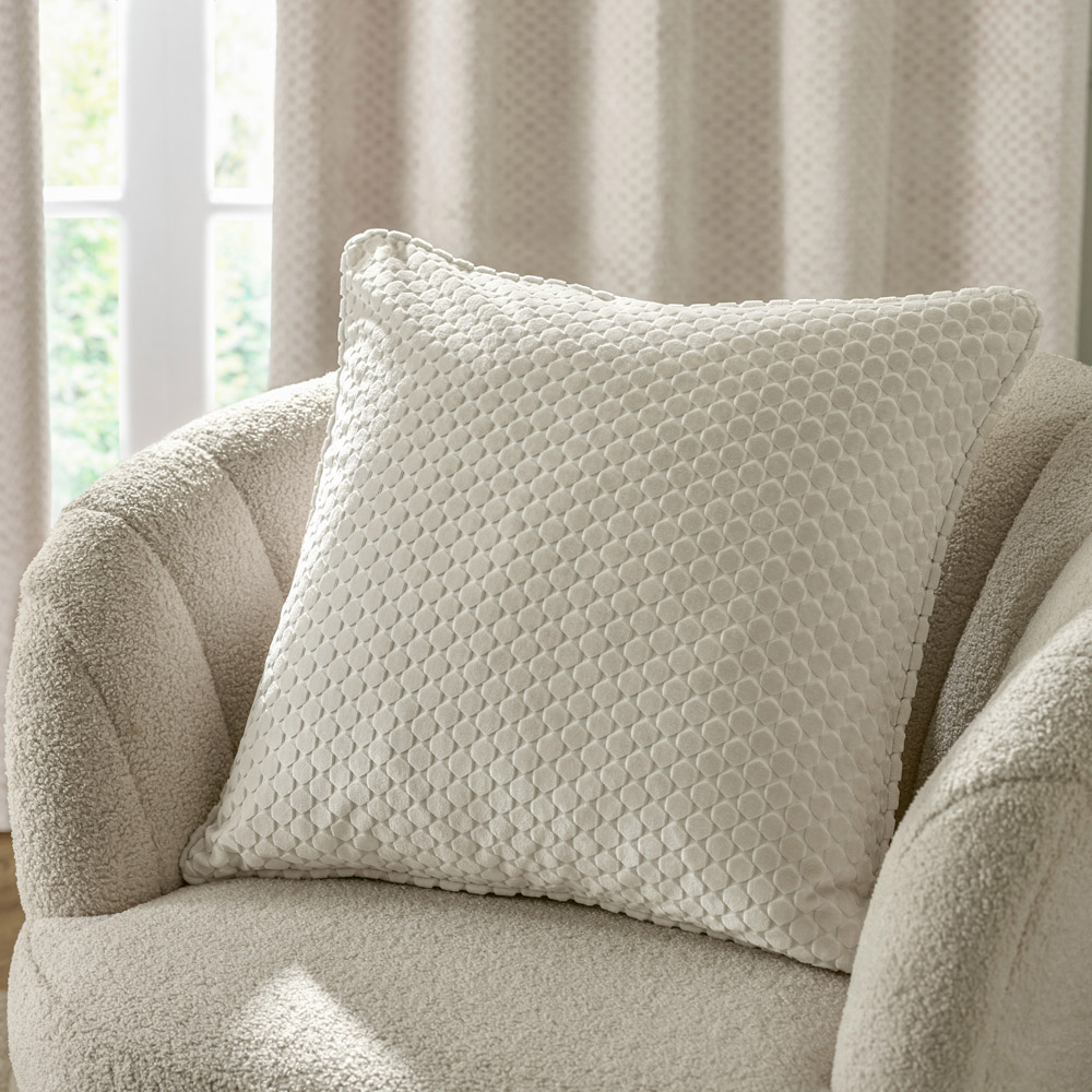 Paoletti Neptune Ivory Velvet Cushion 50 x 50cm Image 2