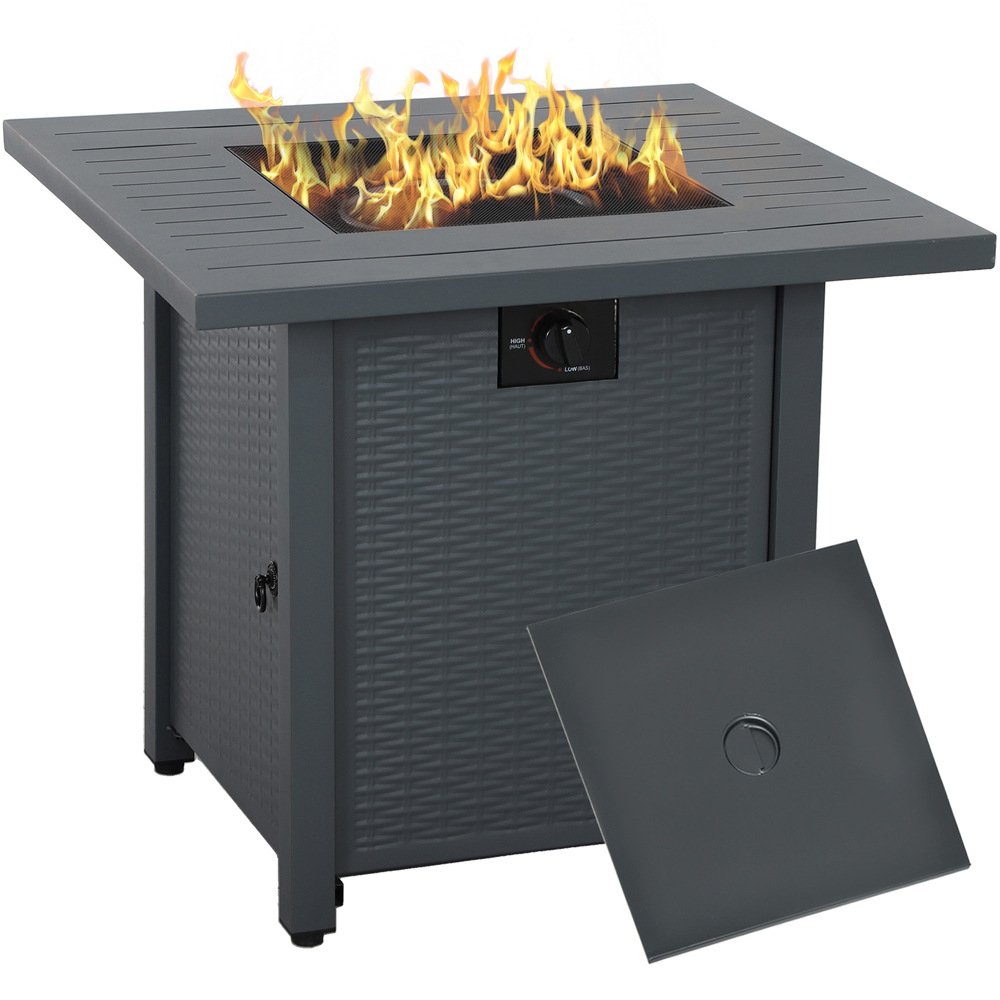 Outsunny 40000 BTU Gas Firepit Table with Grey Protective Cover Image 1