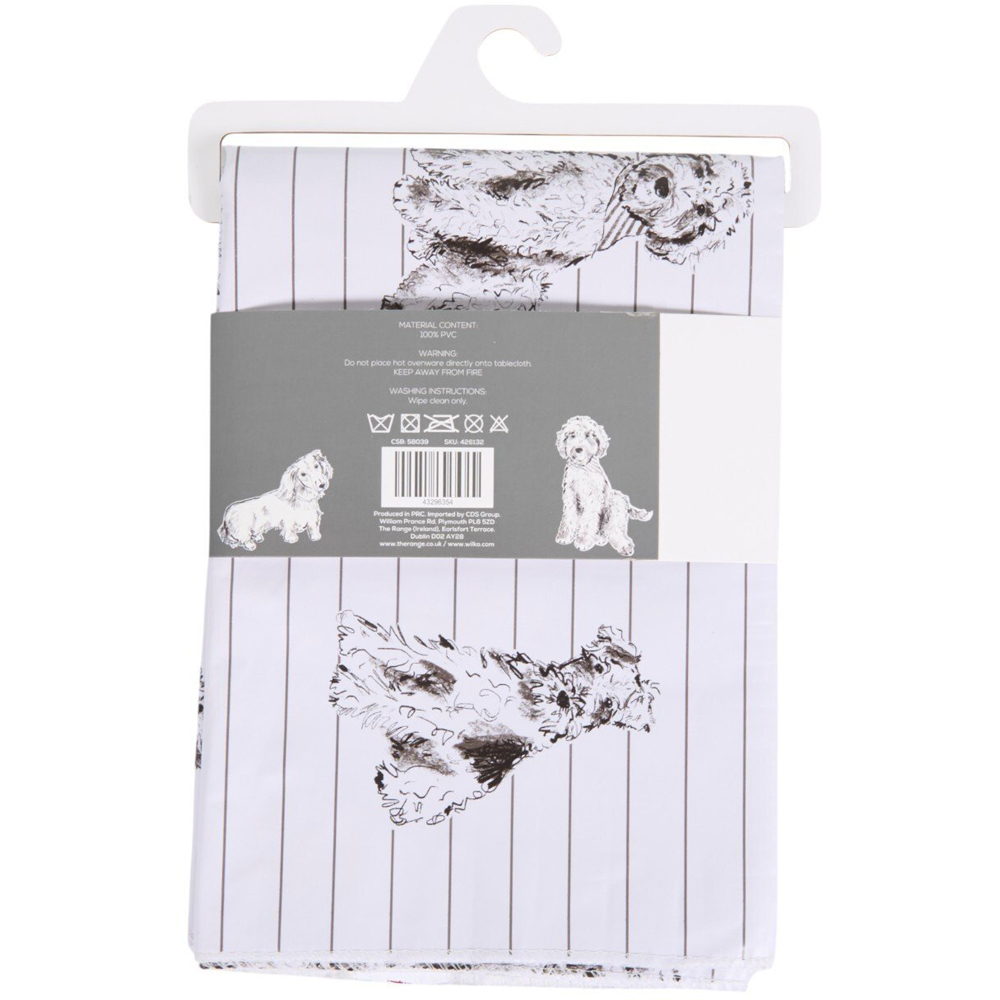 Waggy Tails Wipe Clean Tablecloth White and Black Image 3