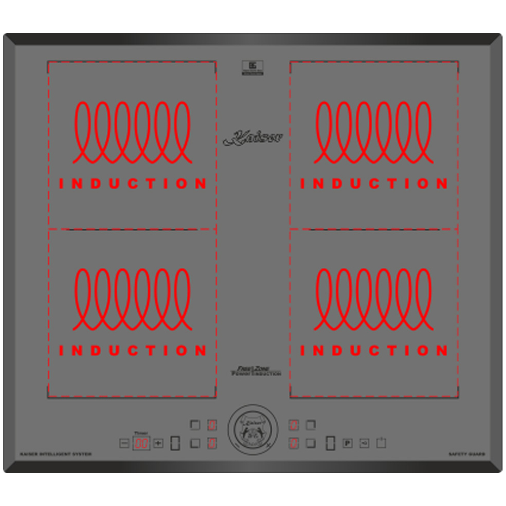 Kaiser Art Deco Black Glass Free Zone Touch Control Induction Hob 59cm Image 4