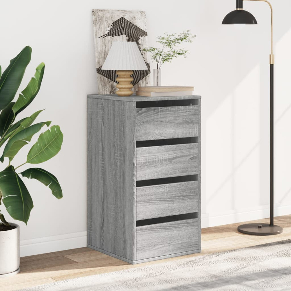 vidaXL 4 Drawer Grey Sonoma Oak Wooden Chest of Drawers Image 8