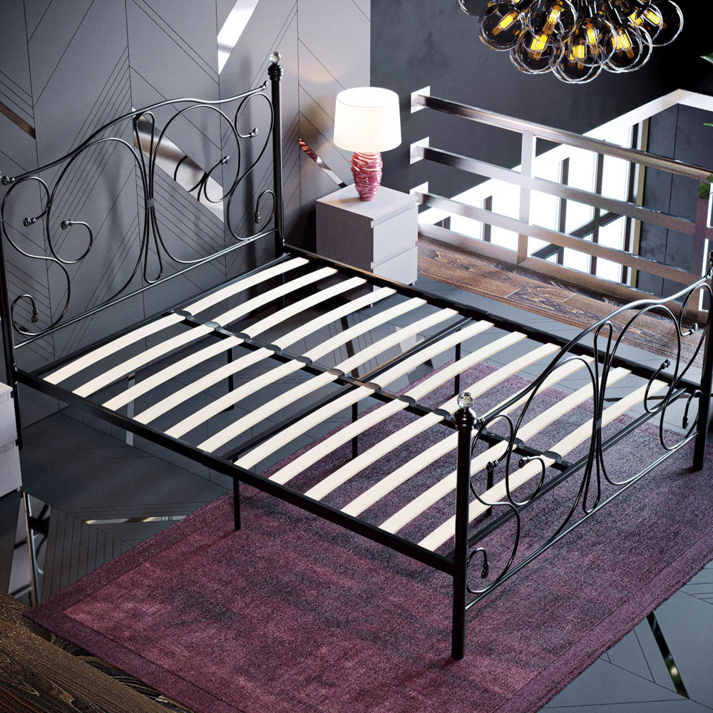Vida Designs Barcelona Double Black Metal Bed Frame Image 6