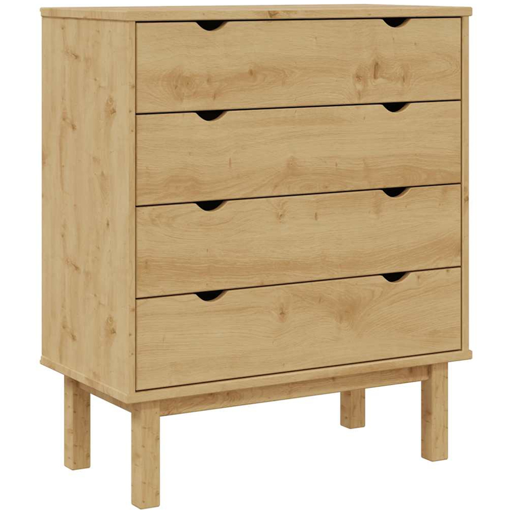 vidaXL Otta 4 Drawer Brown Solid Pine Wood Chest of Drawers Image 2