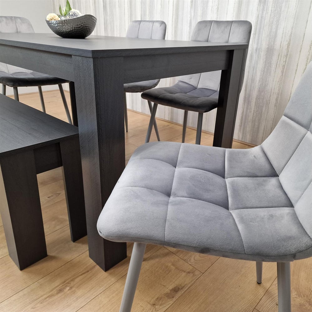 Portland 6 Seater Dining Set Dark Grey and Grey Image 6