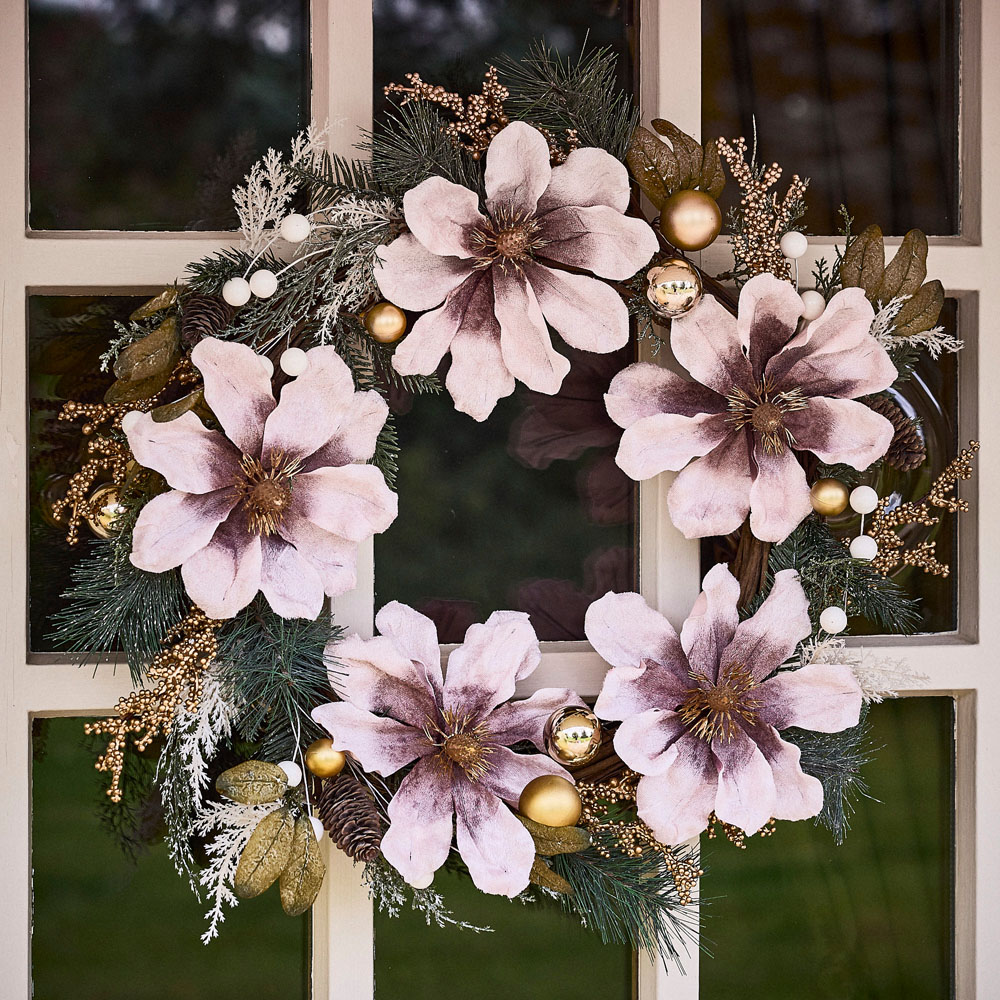 Dibor Blush Magnolia Christmas Wreath 55cm Image 2