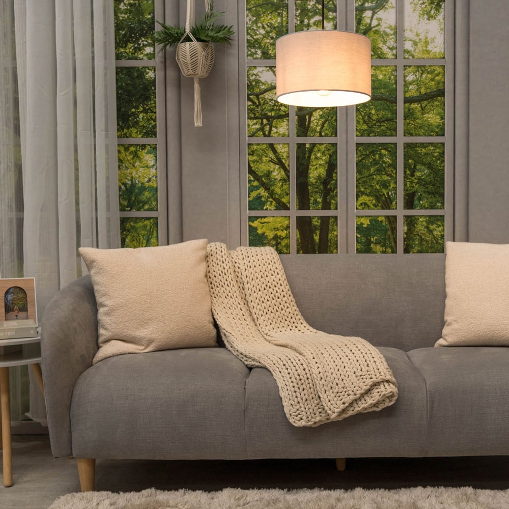 ValueLights Reni Grey Ceiling Drum Lamp Shade Small Image 4