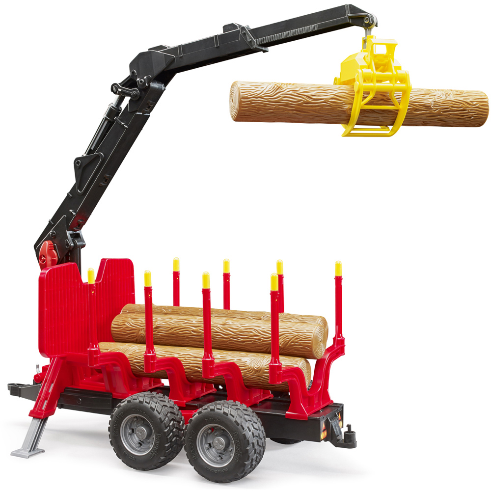 Bruder Kids Forestry Trailer with Loading Crane and 4 Trunks Playset Model Image 4