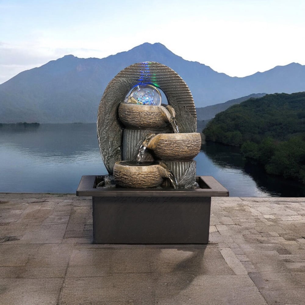 Acacia Home Bronze and Black Bowls Tabletop Fountain Image 2