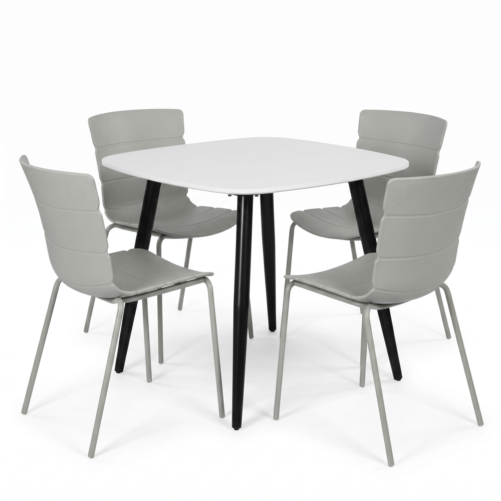 Core Products Aspen Bali 4 Seater Plastic Square Dining Set White and Light Grey Image 2