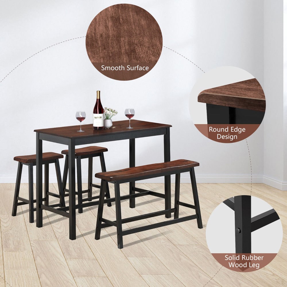 Costway 4 Seater Dining Set Coffee Image 5