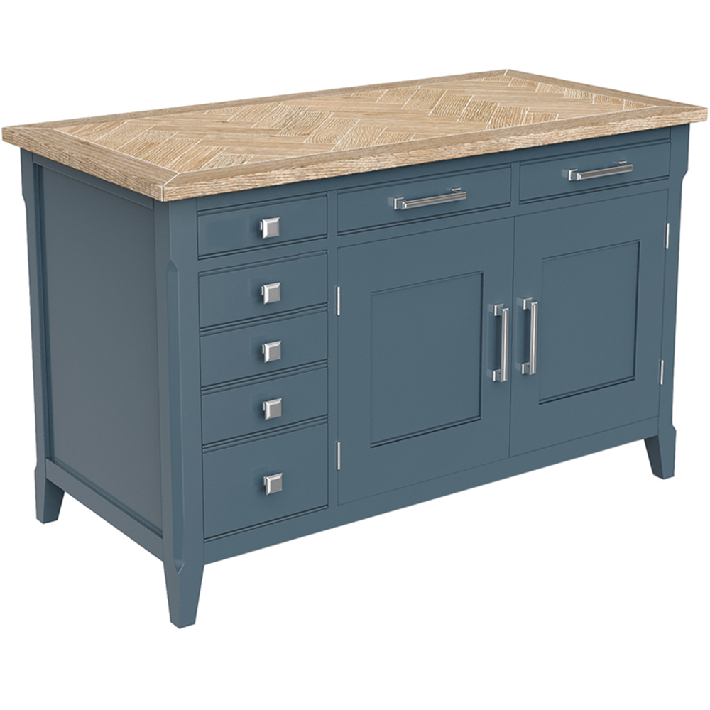 Baumhaus Signature 2 Door 5 Drawer Blue Hidden Home Office Desk Image 2