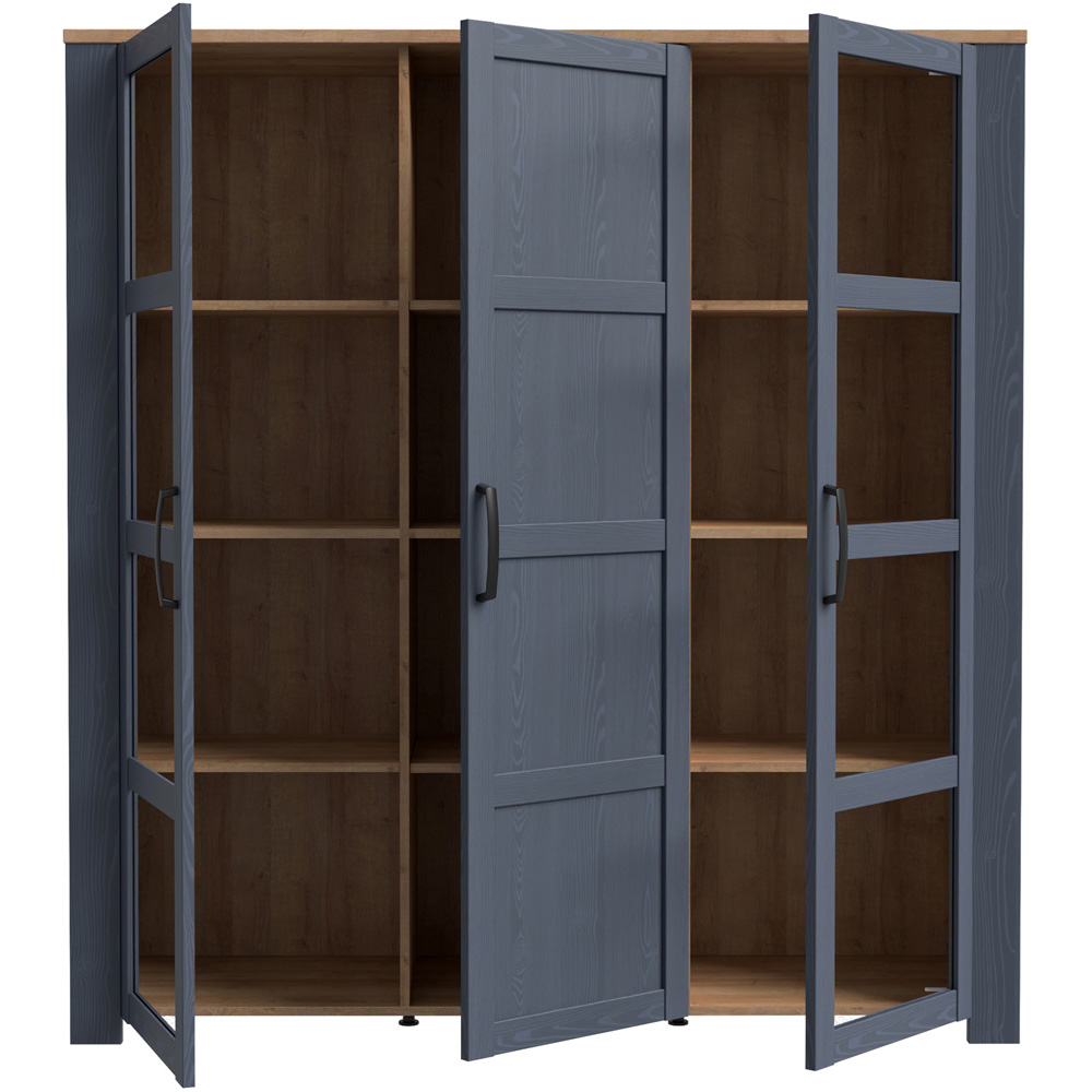 Florence Bohol 3 Door Riviera Oak and Navy Large Display Cabinet Image 5