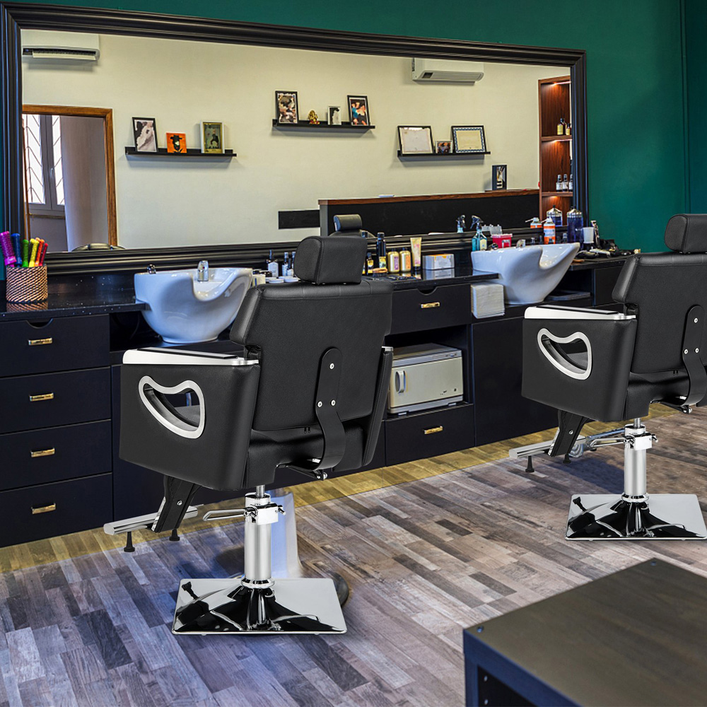 Costway Black Adjustable Swivel Barber Chair with Padded Backrest Image 3