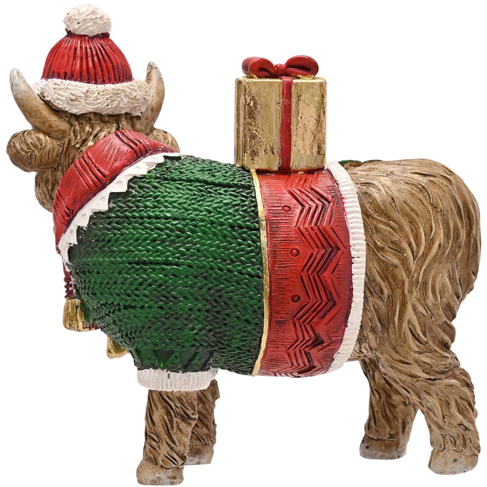 The Seasonal Gift Co. Standing Highland Cow Christmas Figurine Image 3