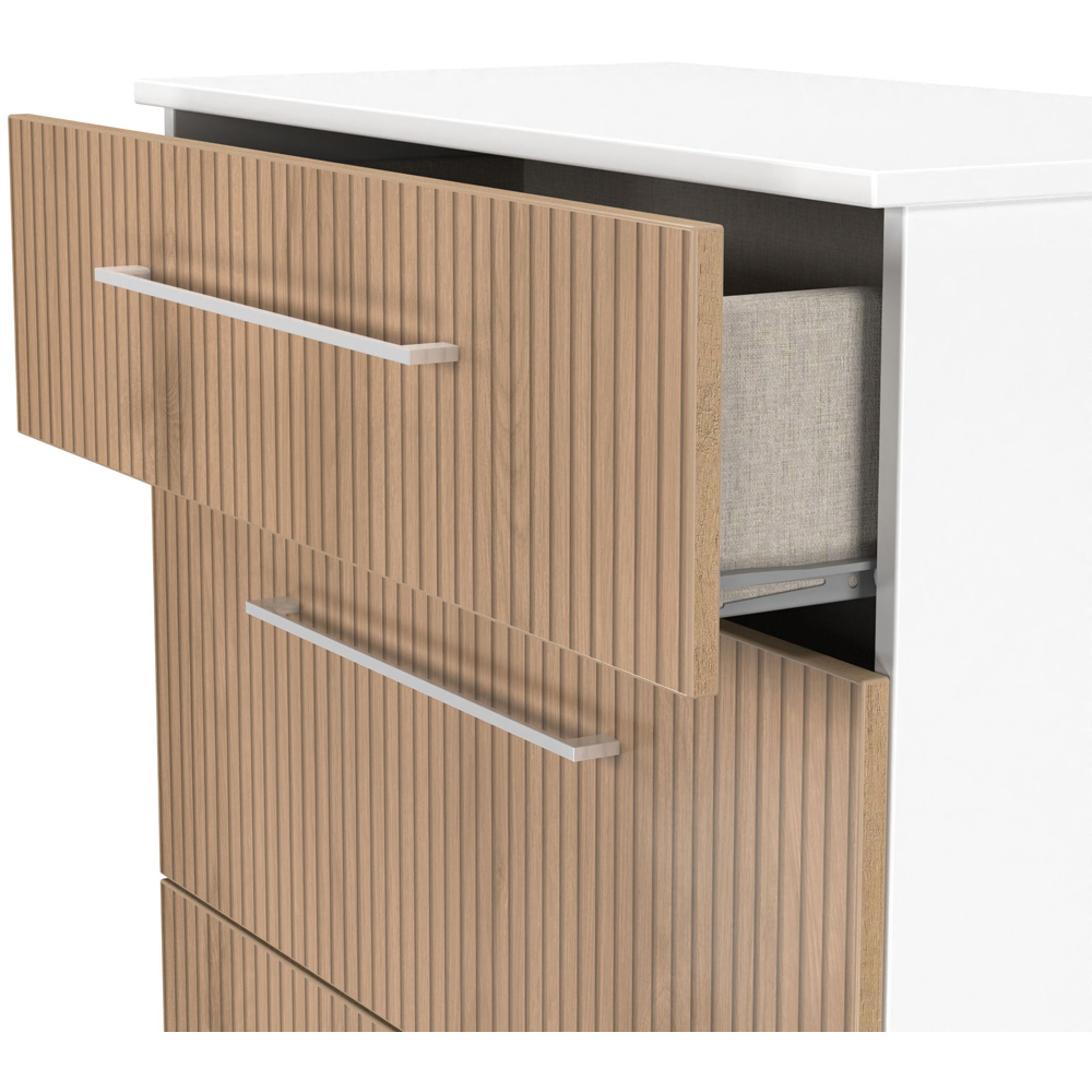 Crowndale Worcester 3 Drawer Slatt Effect and White Deep Chest of Drawers Ready Assembled Image 5