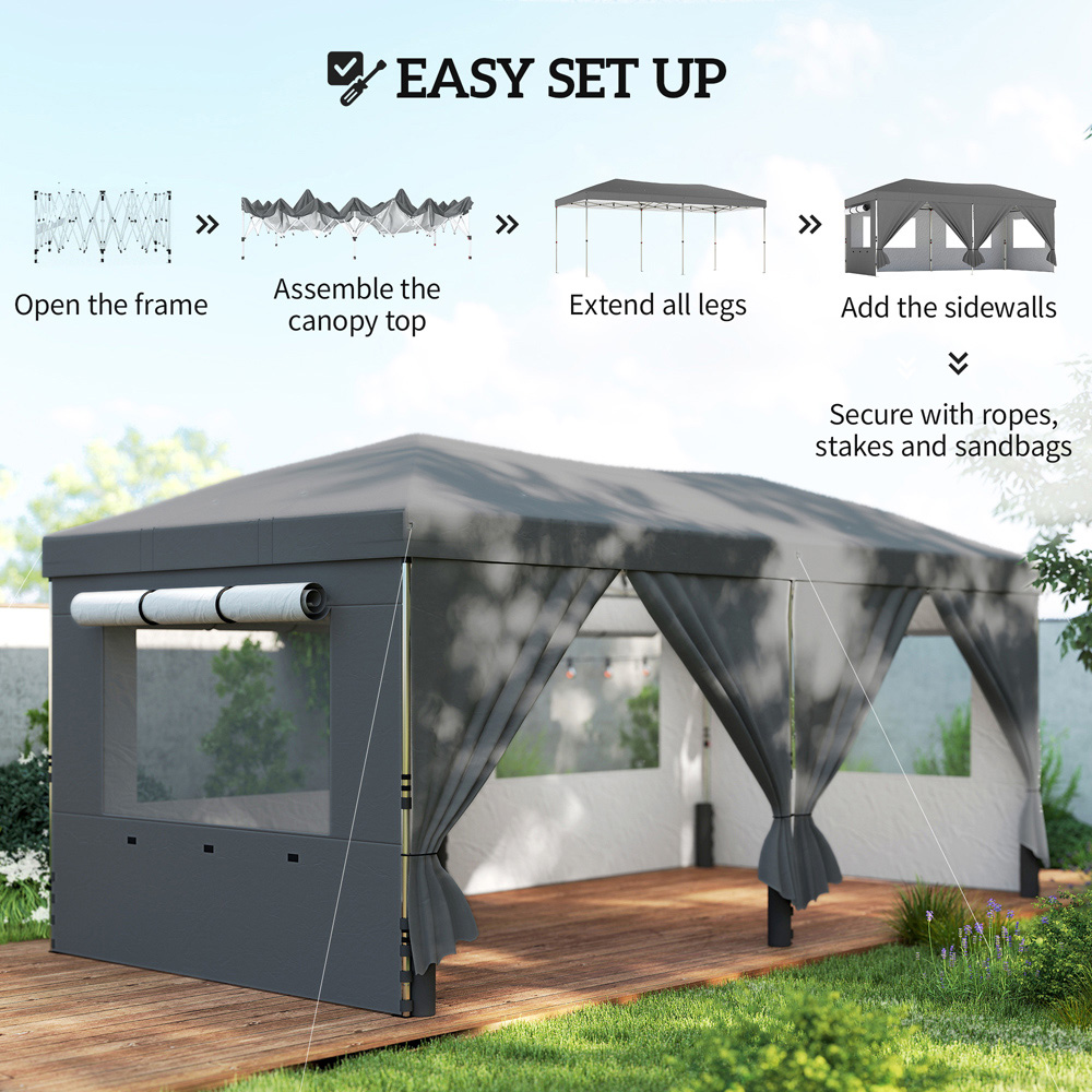 Outsunny 3 x 6m Dark Grey Pop Up Gazebo Image 7