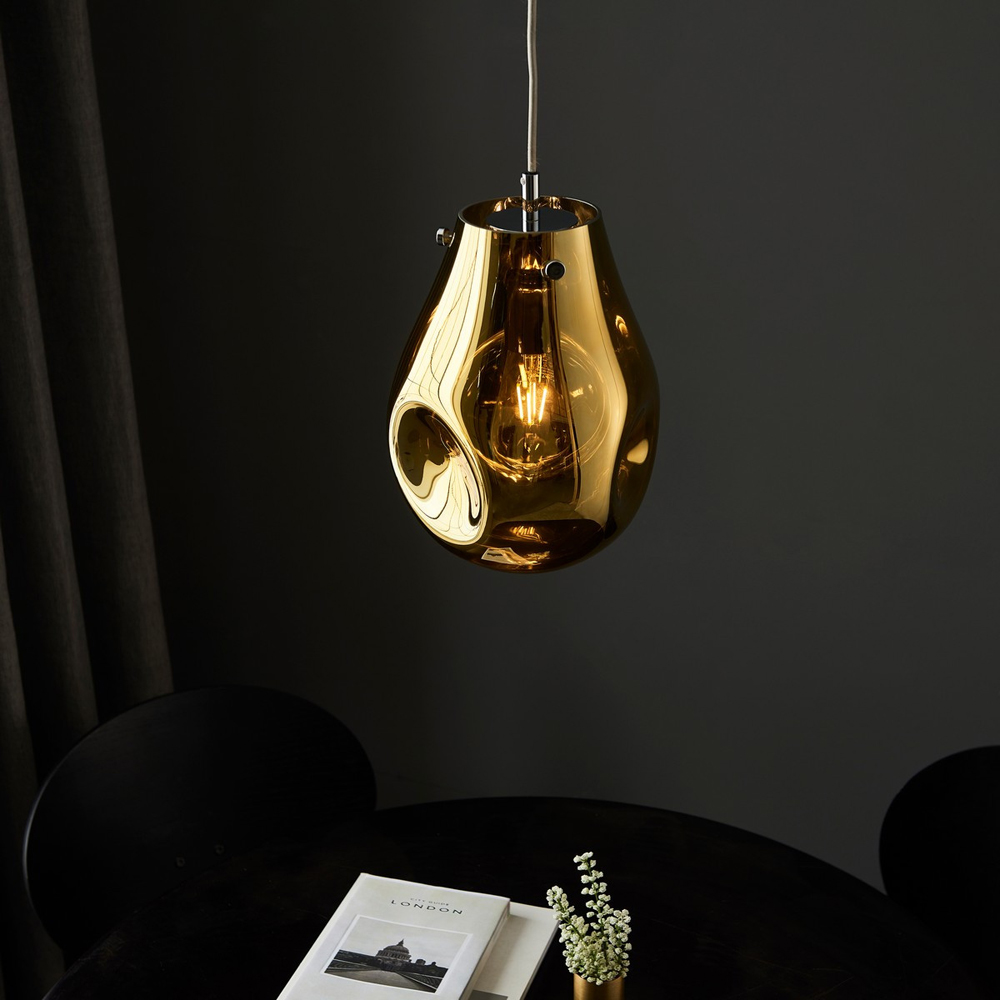 Merano Perugia Small Metallic Glass Gold Pendant Ceiling Lamp Image 7