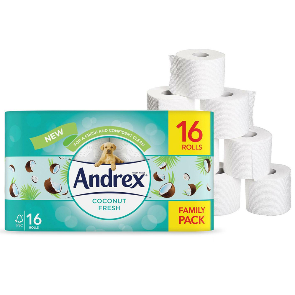 Andrex Coconut Fresh Toilet Tissue 16 Rolls 2 Ply Image 3