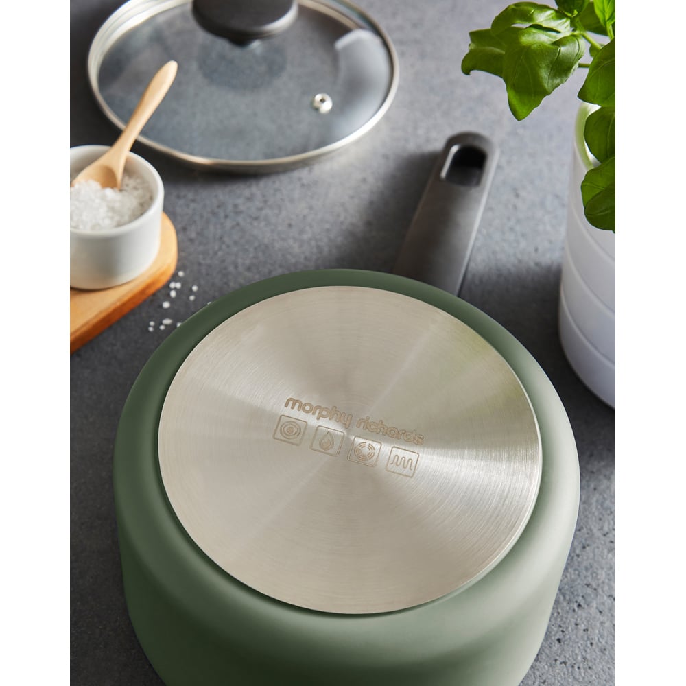 Morphy Richards Green Recycled Aluminium 3 Piece Saucepan Set Image 6