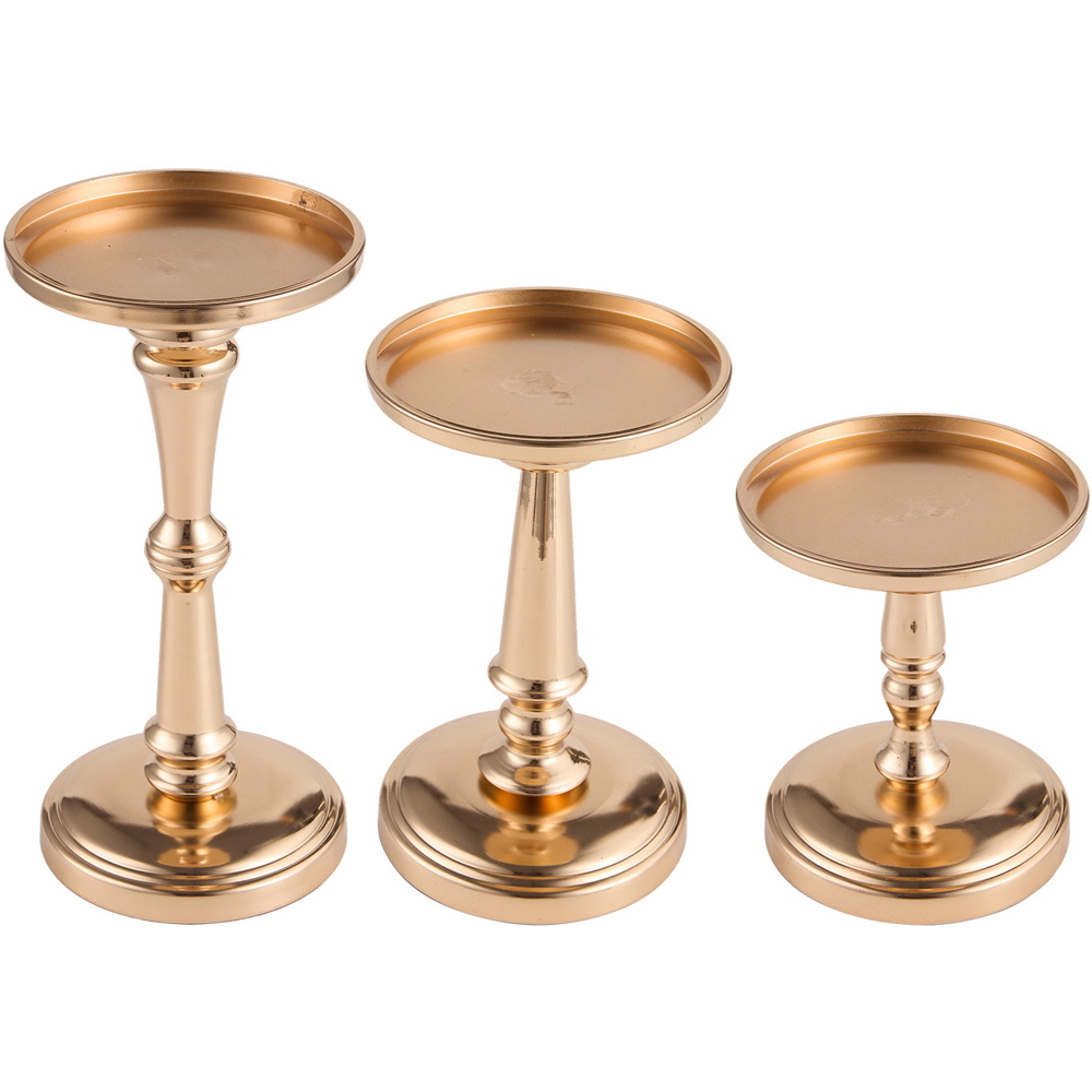 Living and Home Gold Metal Tiered Candle Holder Set of 3 Image 4
