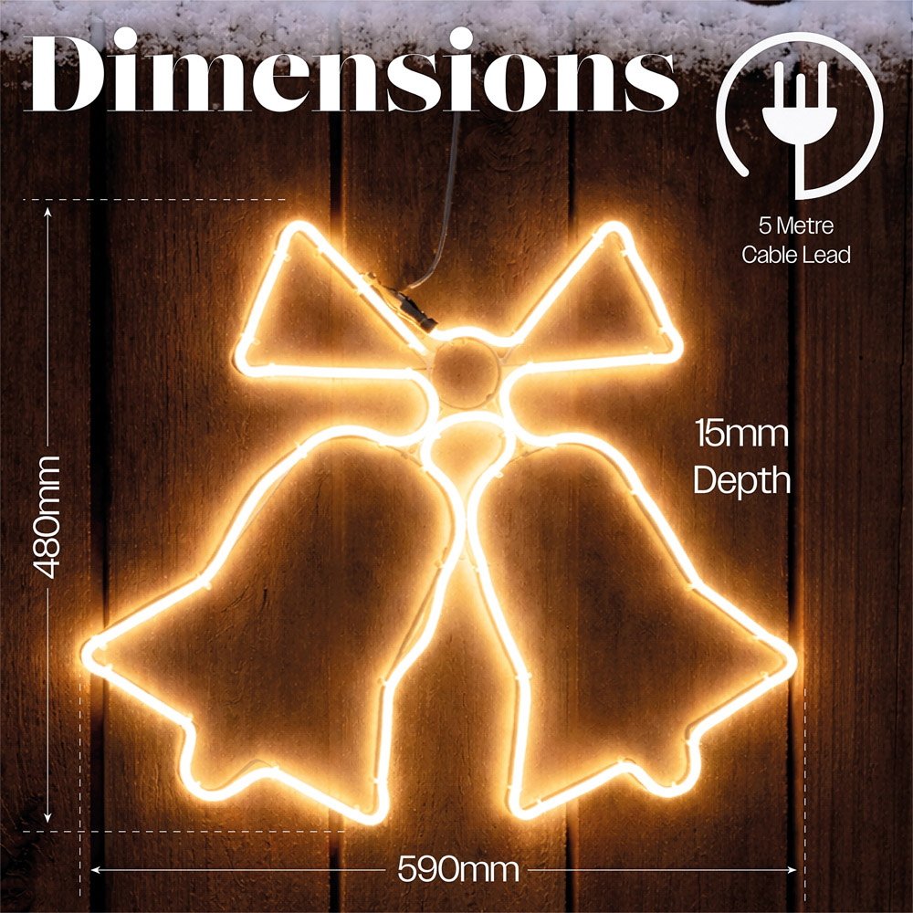 Xmas Haus Warm White SMD LED Neon Bell Christmas Decoration 60cm Image 8