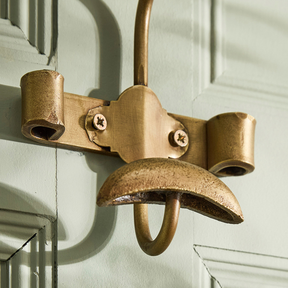 Dibor Duke Antique Brass Metal Wall Mounted Single Hook Rack Image 5