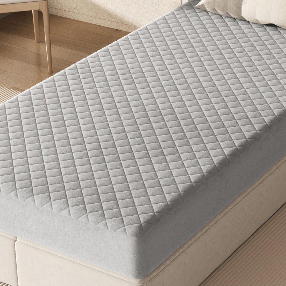 Costway Twin Size Grey Luxury Super Soft Velvet Mattress Protector Image 4