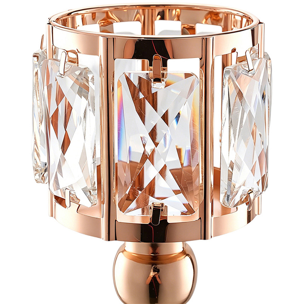 Living and Home Gold Crystal Panel Tiered Candle Holder Set of 3 Image 7