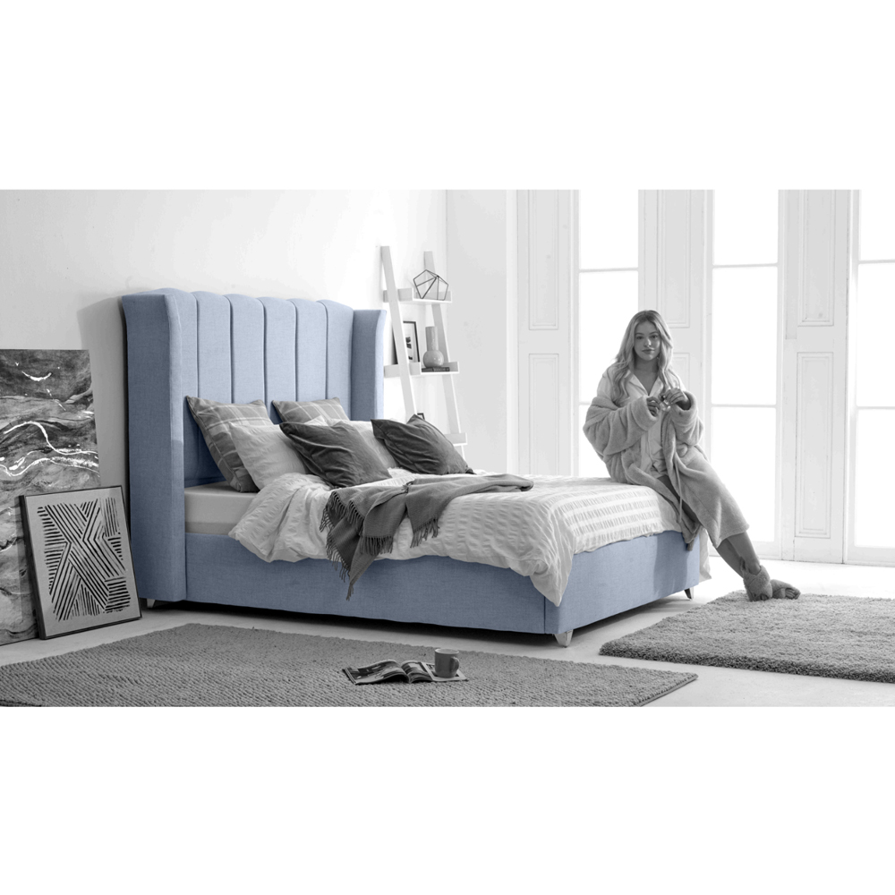 Eleganza Pablo Double Dawn Grampian Fabric Bed Frame with Winged Headboard Image 4