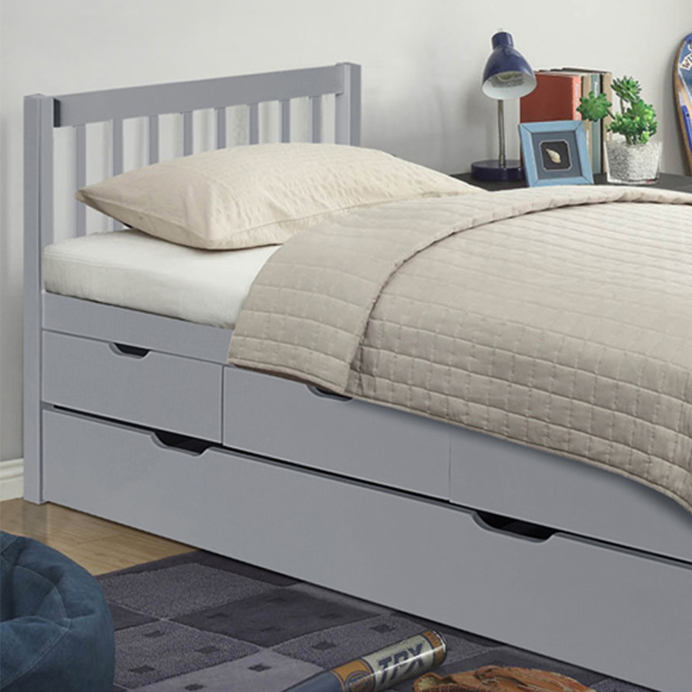 Brooklyn Single Grey Pine Cabin Bed with Trundle Image 2