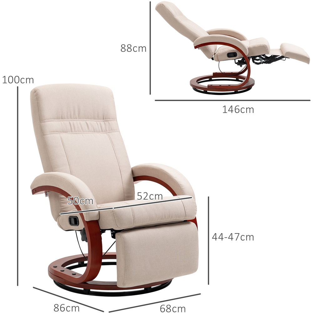 Portland Beige Swivel Manual Recliner Chair with Footrest Image 9
