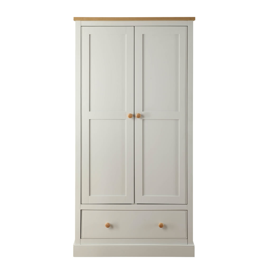 St Ives 2 Door 1 Drawer Dove Grey Wardrobe Image 1