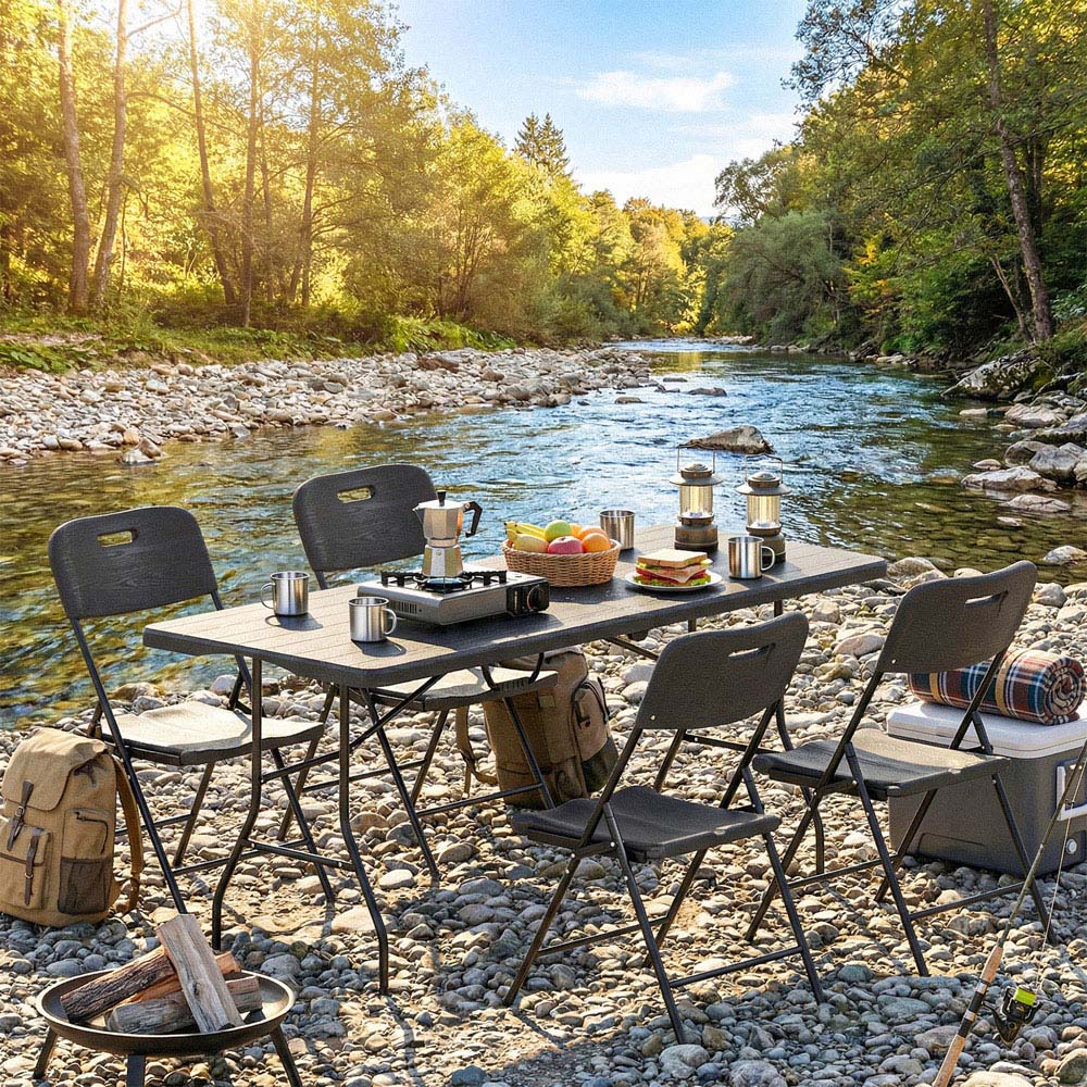 Outsunny 4 Seater Foldable Picnic Table and Chair Set Image 8