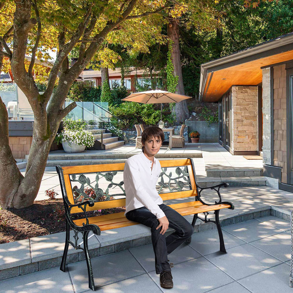 Costway 3 Seater Weatherproof Wooden Garden Bench Image 3