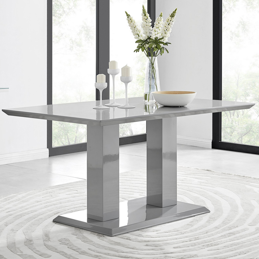 Furniturebox Molini Cesano 6 Seater Dining Set Grey Gloss Cream and Chrome Image 2