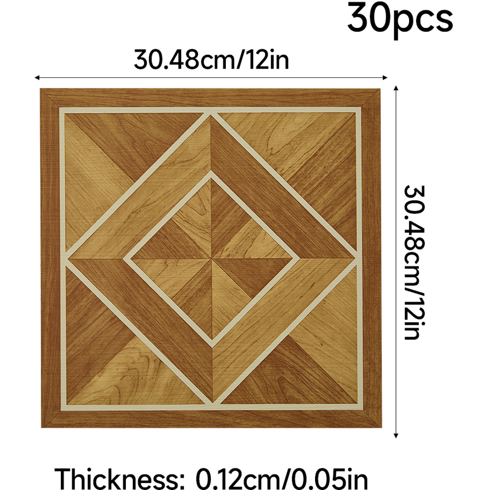 Living and Home Wood Grain Pattern PVC Self-Adhesive Parquet Flooring Tile 30 x 30cm 30 Pack Image 9